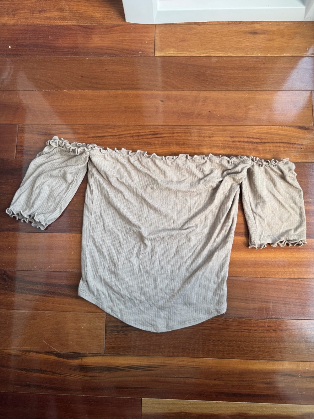 Charlotte Russe Off the Shoulder Ruffled Top - Beige Tan Women’s XS